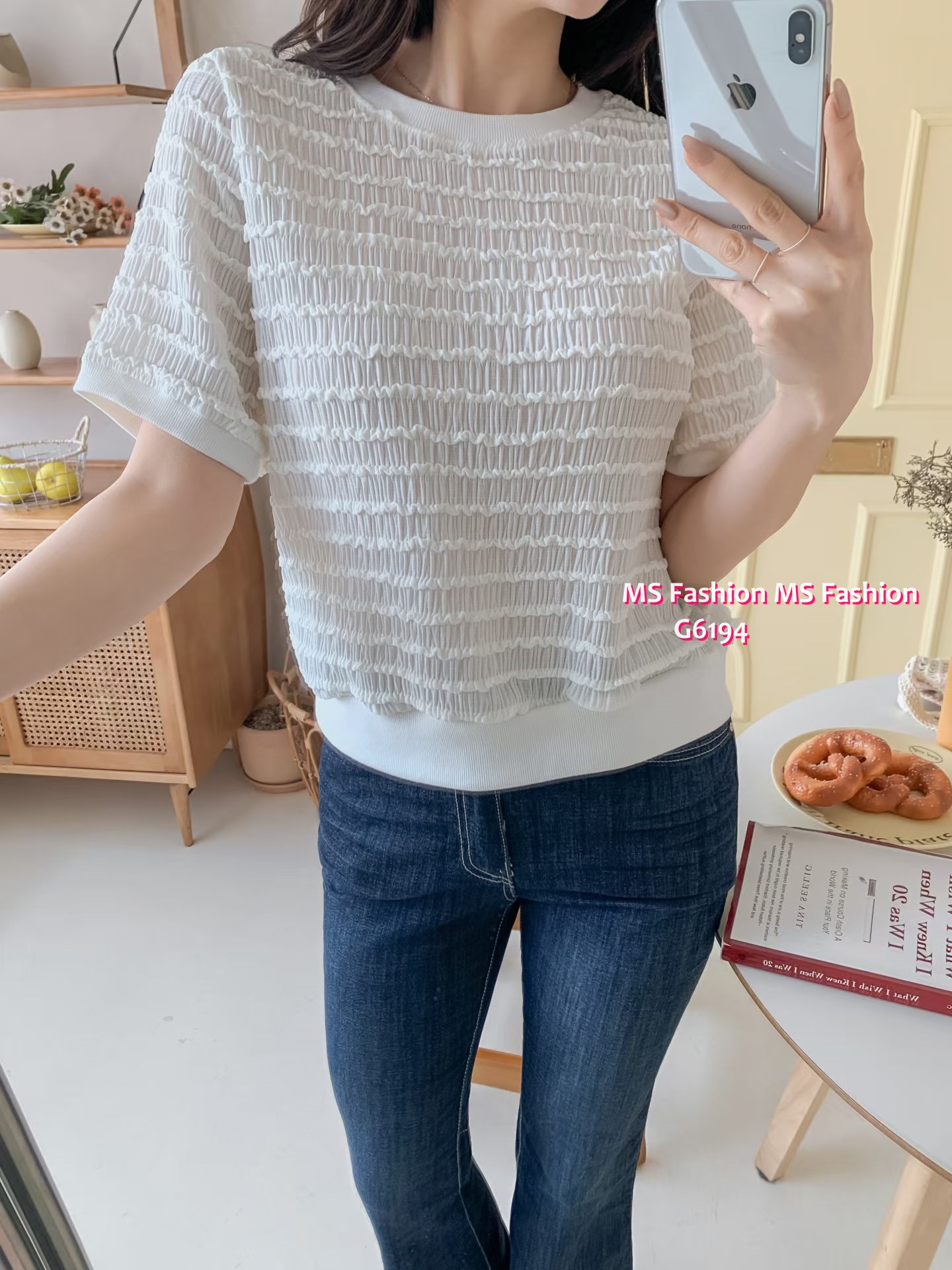 G6194 韓國🇰🇷凹凸紋淨色top