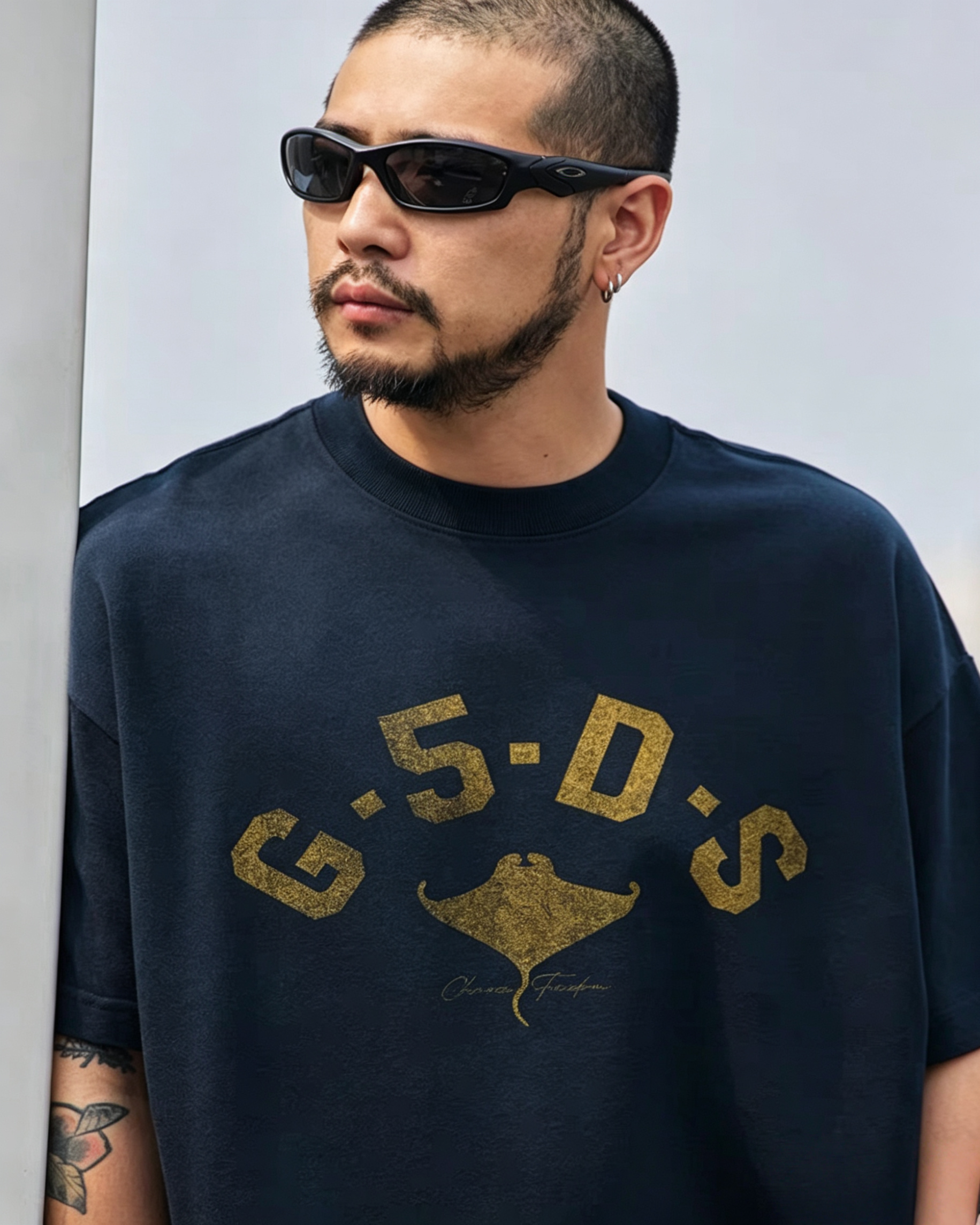 M1316重磅洗水字母Tee