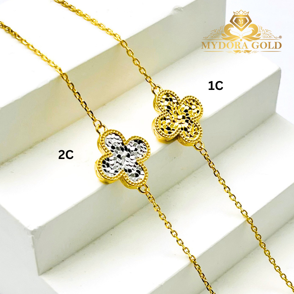 MYDORA Rantai Tangan Fesyen Sisik Clover l EMAS 916/22K