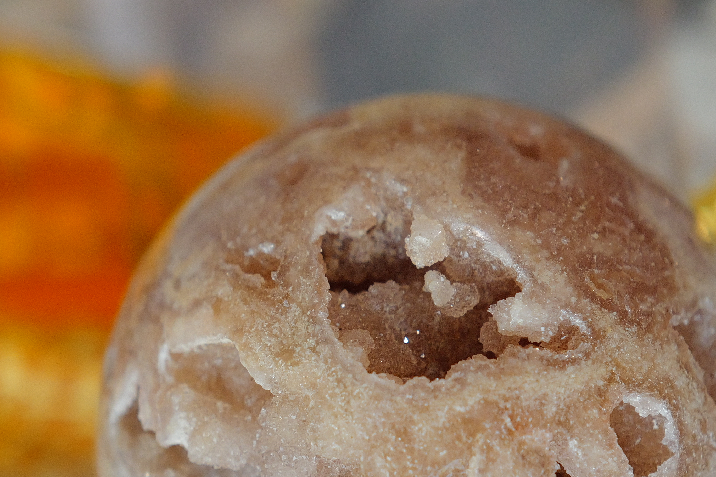 ༒ 6.7cm粉紅紫水晶 晶牙晶洞球༒ PA*7038CA8G3ms-RA19*5ET