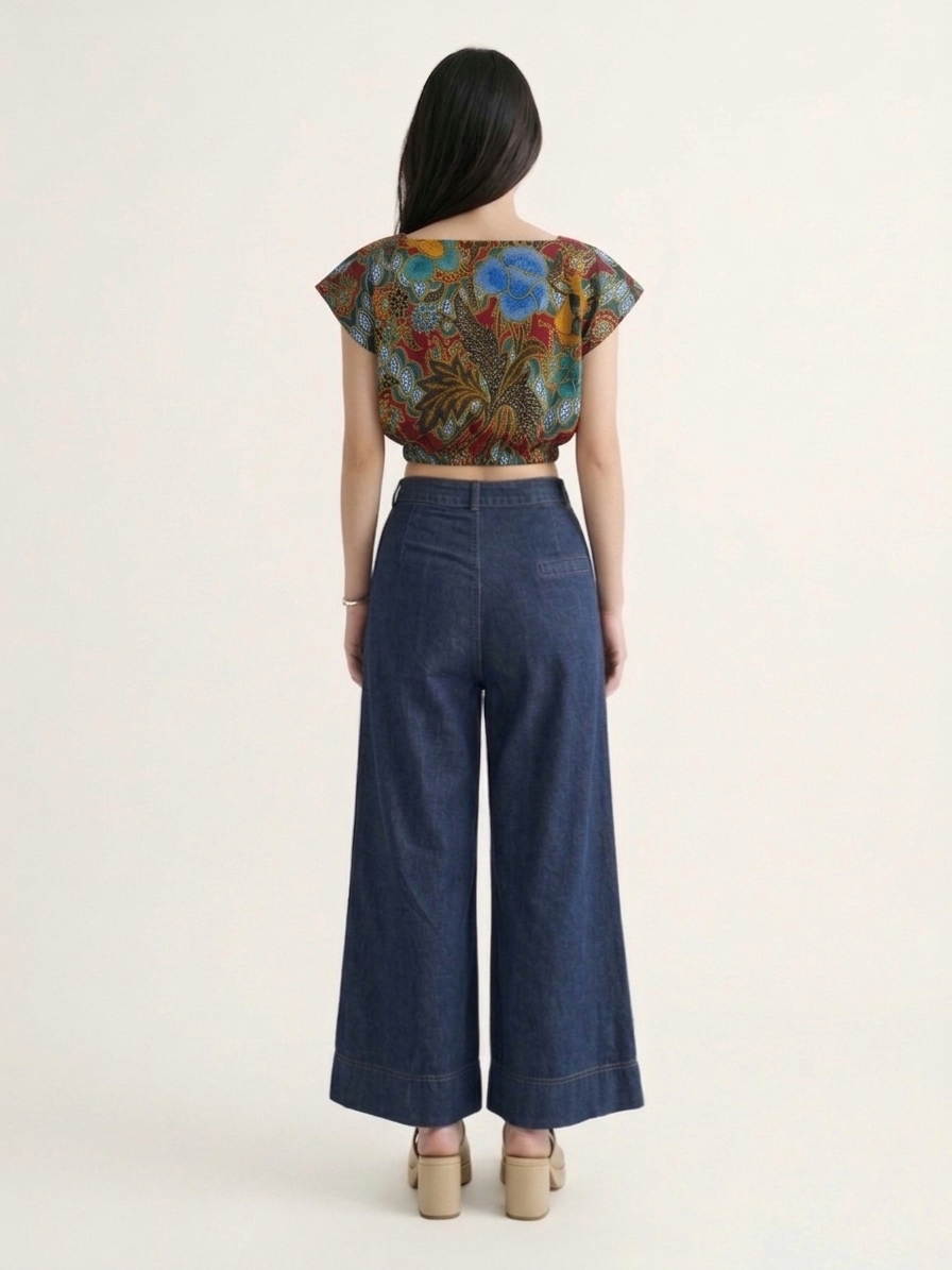T3373 - Batik Square Neck Crop Top