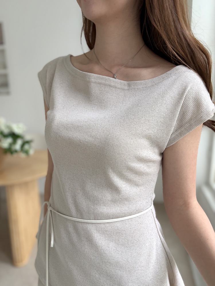 Elysian Boat Neck Belted Set (Mocha)