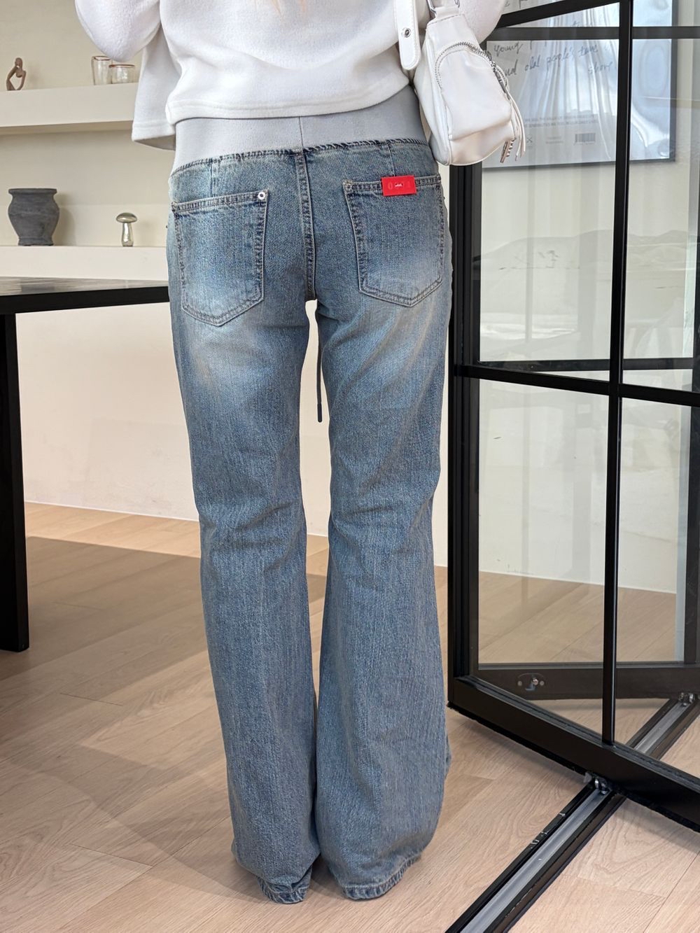 Banding Drawstring Bootcut Jeans