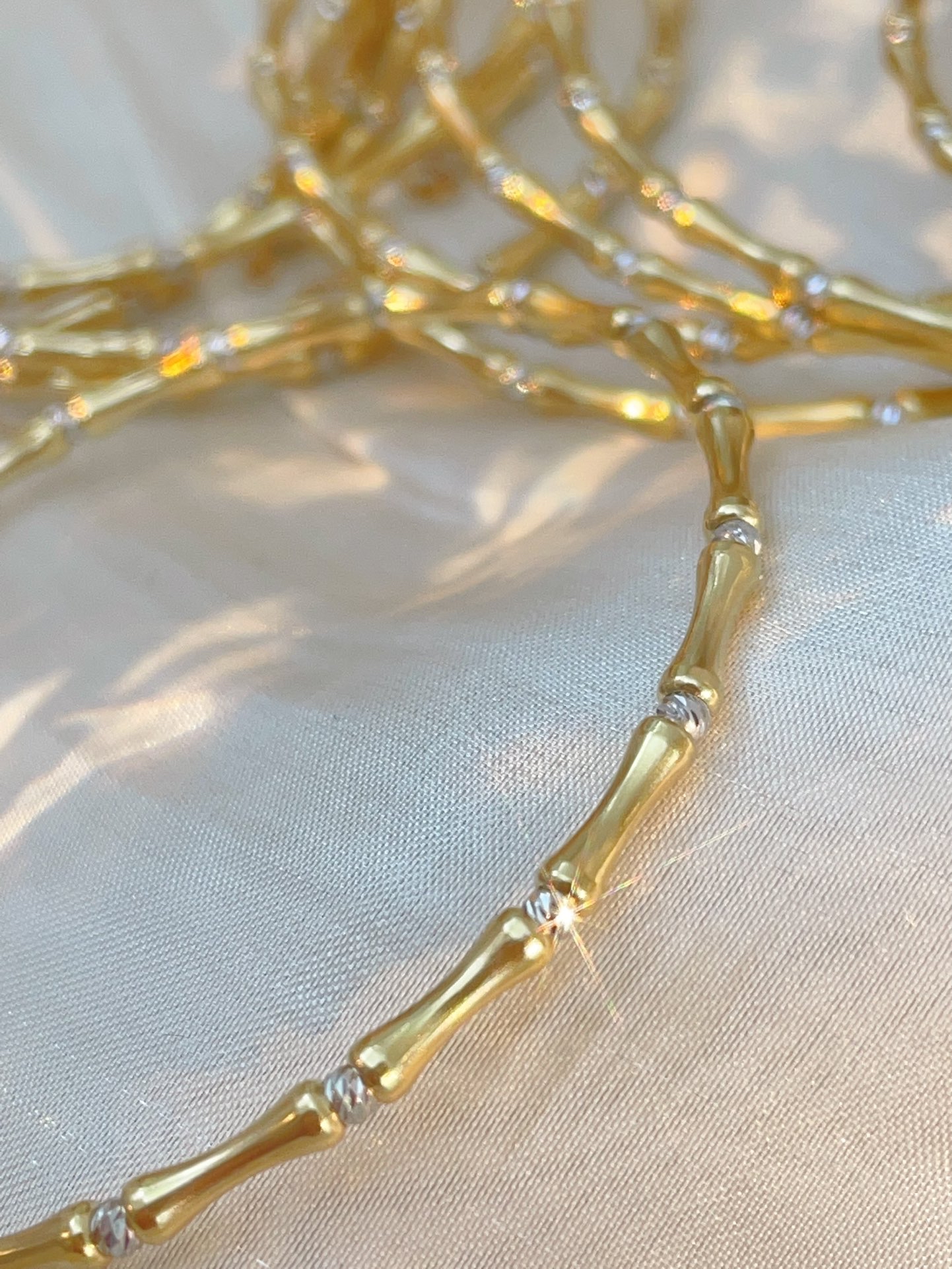 18K Gold Bamboo Segment Bangle N091159