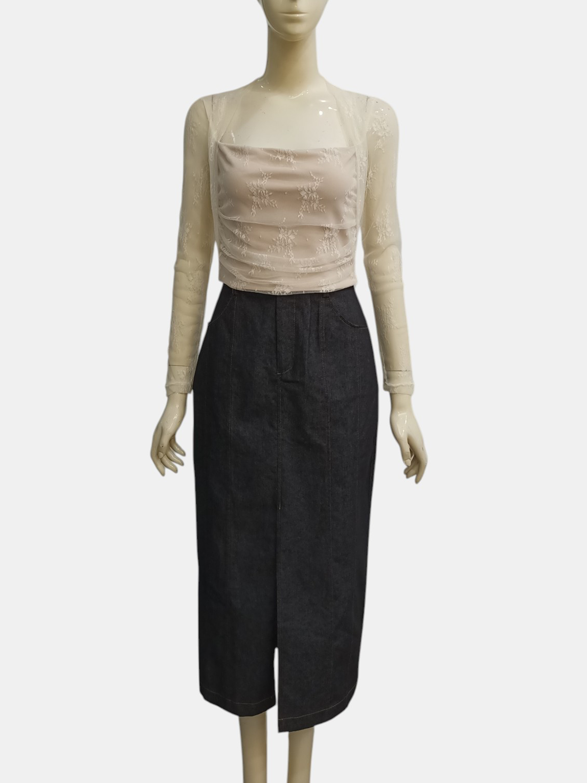 Luxe Lace Mesh Blouse Top M211