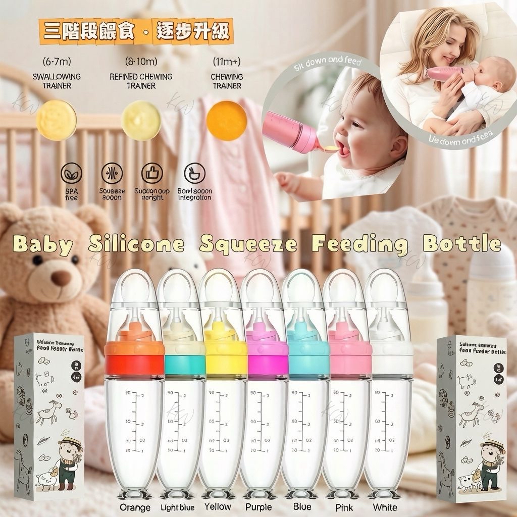 Baby Silicone Squeeze Feeding Bottle