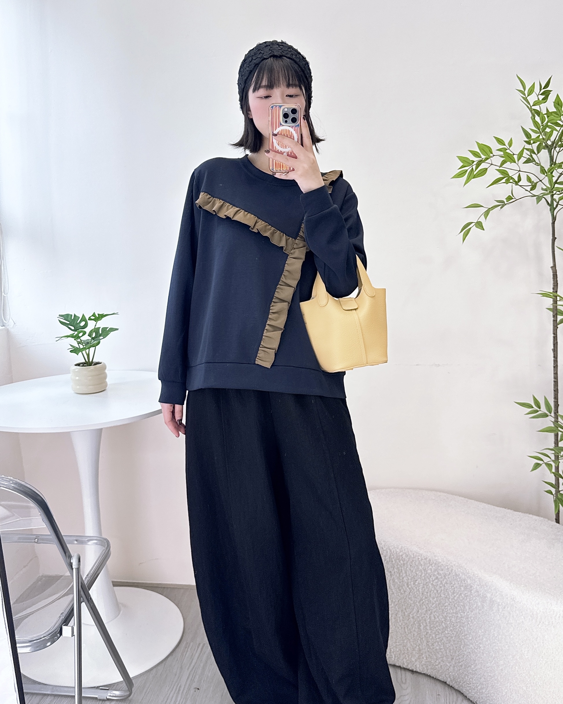 撞色車荷葉邊衛衣 3色