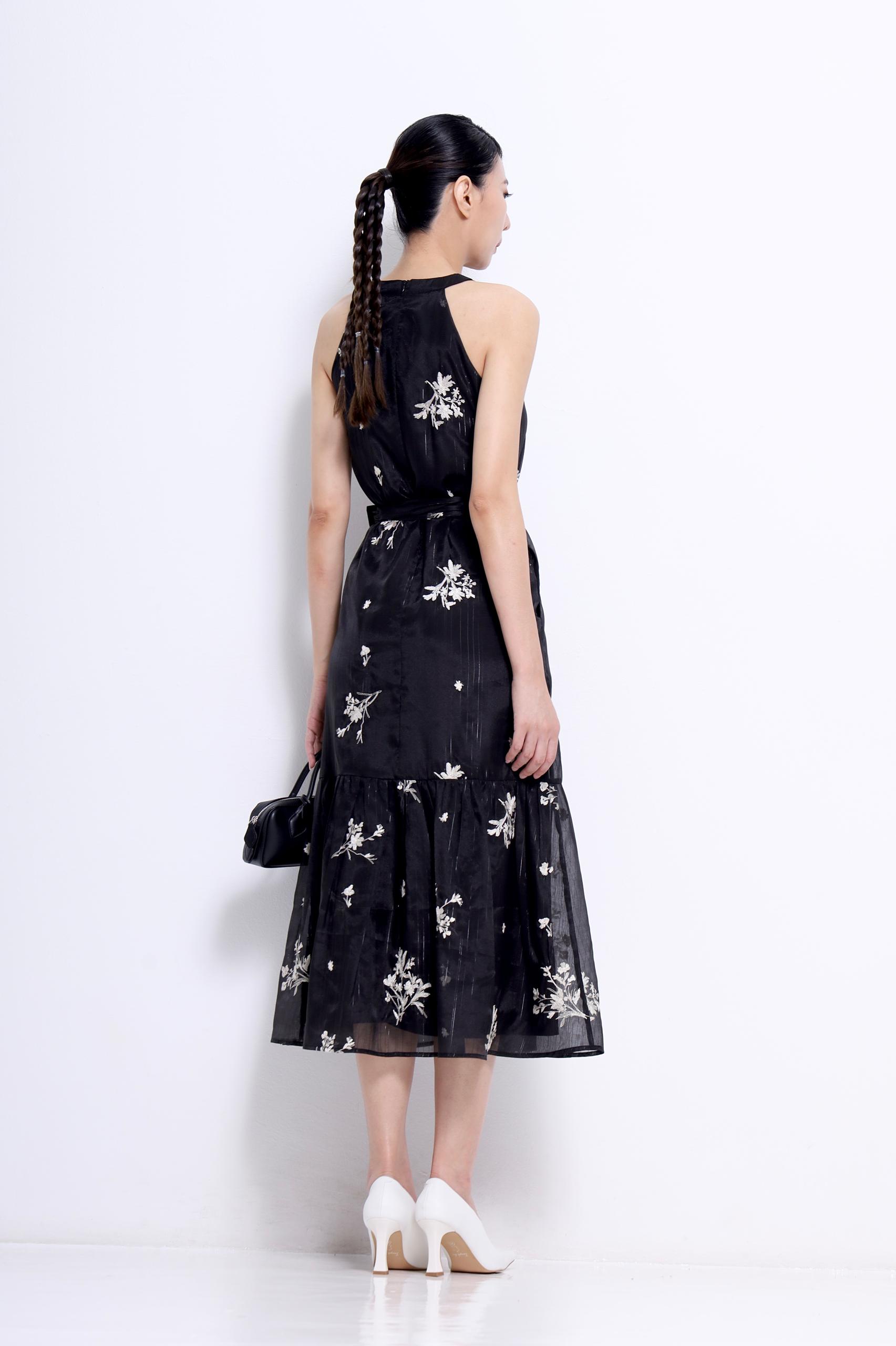 CD2142 FLORAL SHEER CUT IN MAXI DRESS