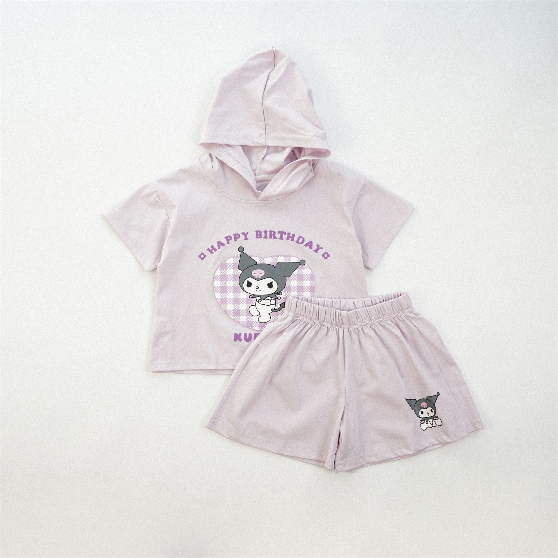 $68套。2套起$65套。韓版Kuromi & Melody連帽套裝