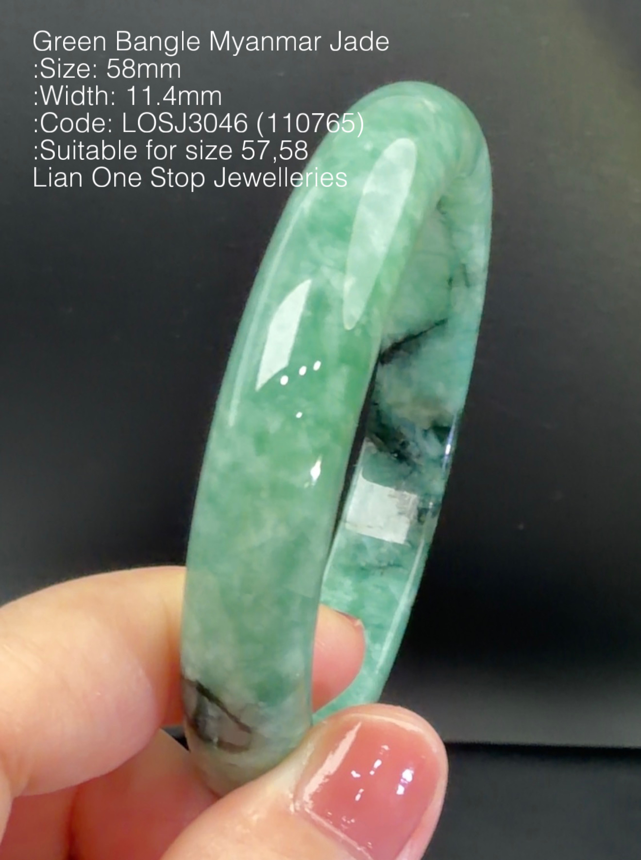 5.8cm Code: LOSJ3046 (110765) Green Bangle Myanmar Jade