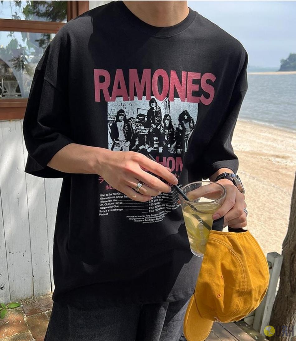 【100%保證韓國直送】Ramones Vintage Graphic 高密度純棉落肩Oversize短袖Tee 👕 [2 color] RG165910