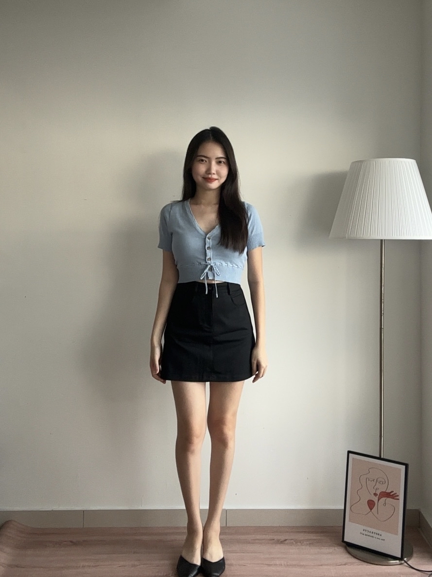 T4292 V Neck Knit Crop Top - 5 Colors 