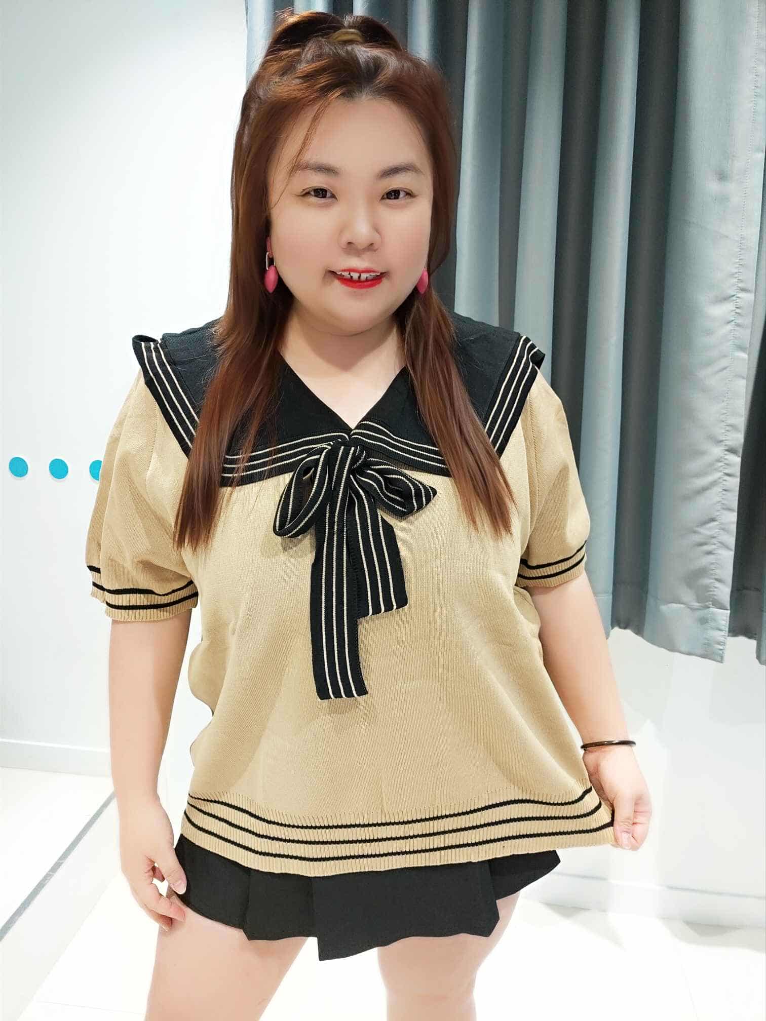 ENC05 YP06(DSA06) 学院风绑带针织上衣