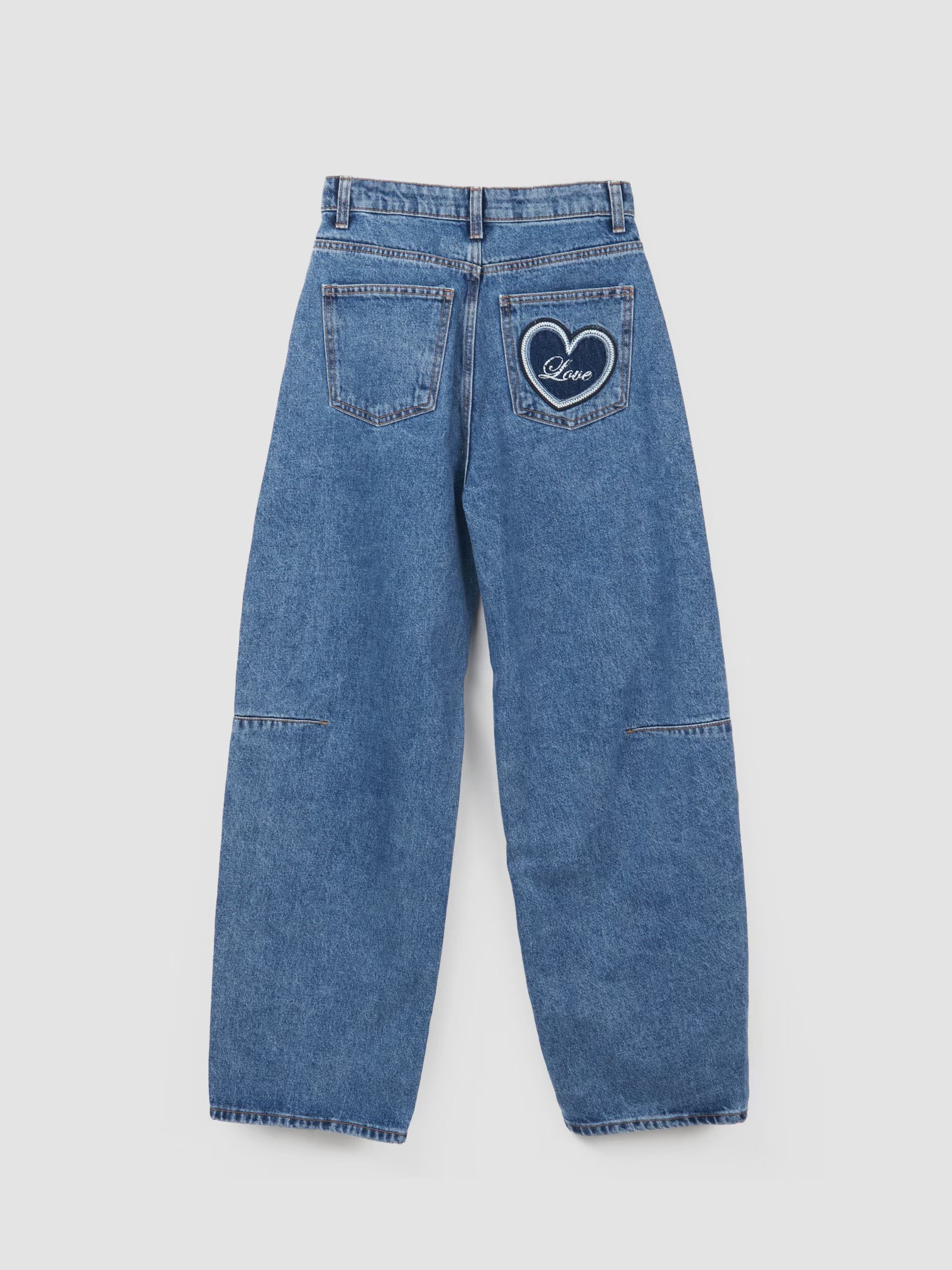 心心刺繡牛仔褲