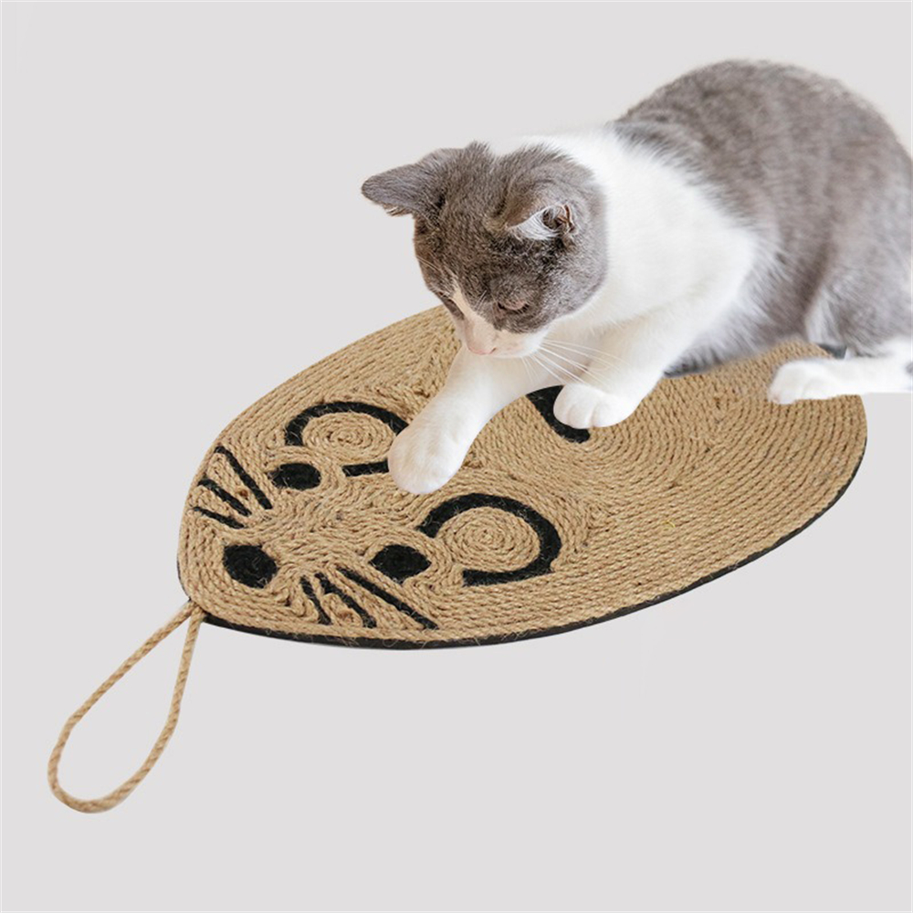 天然劍麻貓抓板 磨爪貓抓板 貓抓墊 老鼠造型貓咪解悶 貓玩具 [平行進口] HK2776