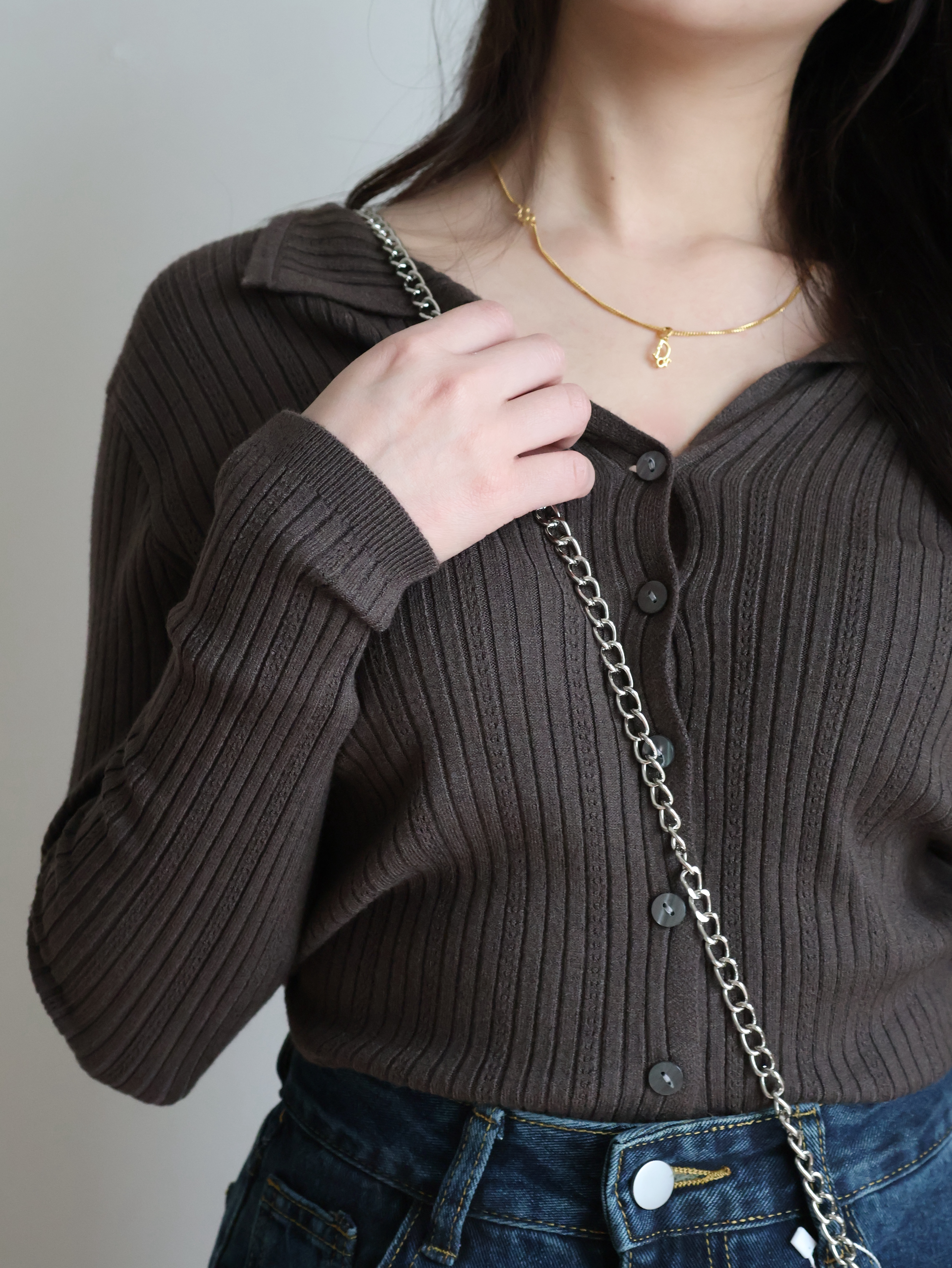 Quinn Knitted Cardigan | Brown