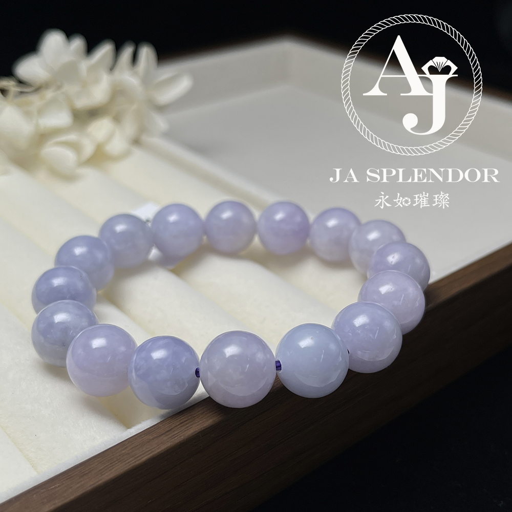 JB-266 天然翡翠A玉-紫圓珠手串(12mm)（旺人緣）