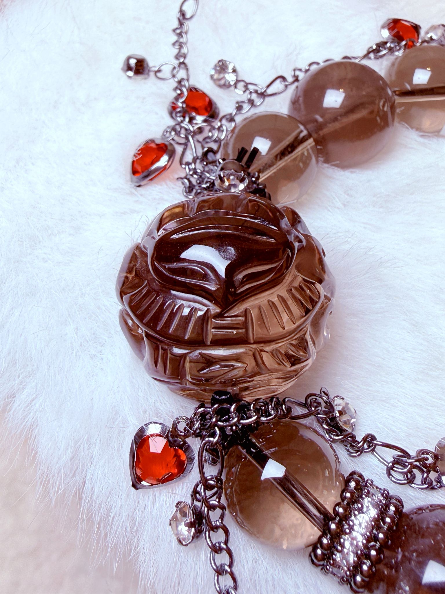 K00129 茶水晶 將軍狐球 自家設計手鏈