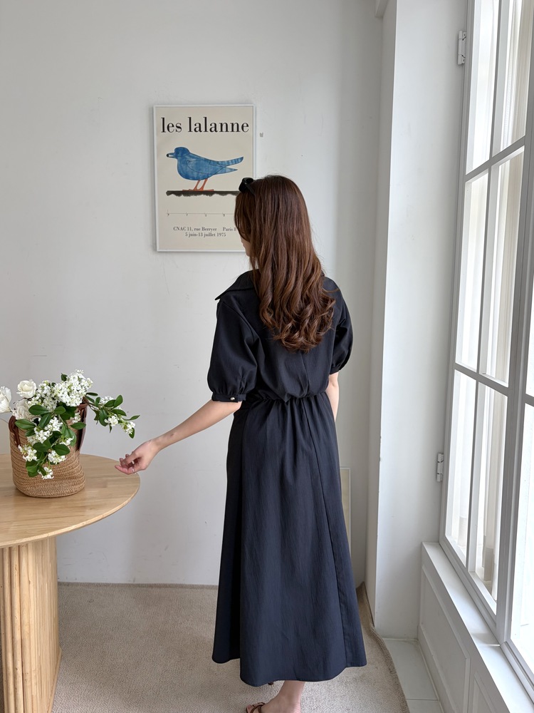 Lena Contoured Waist Dress (Navy)