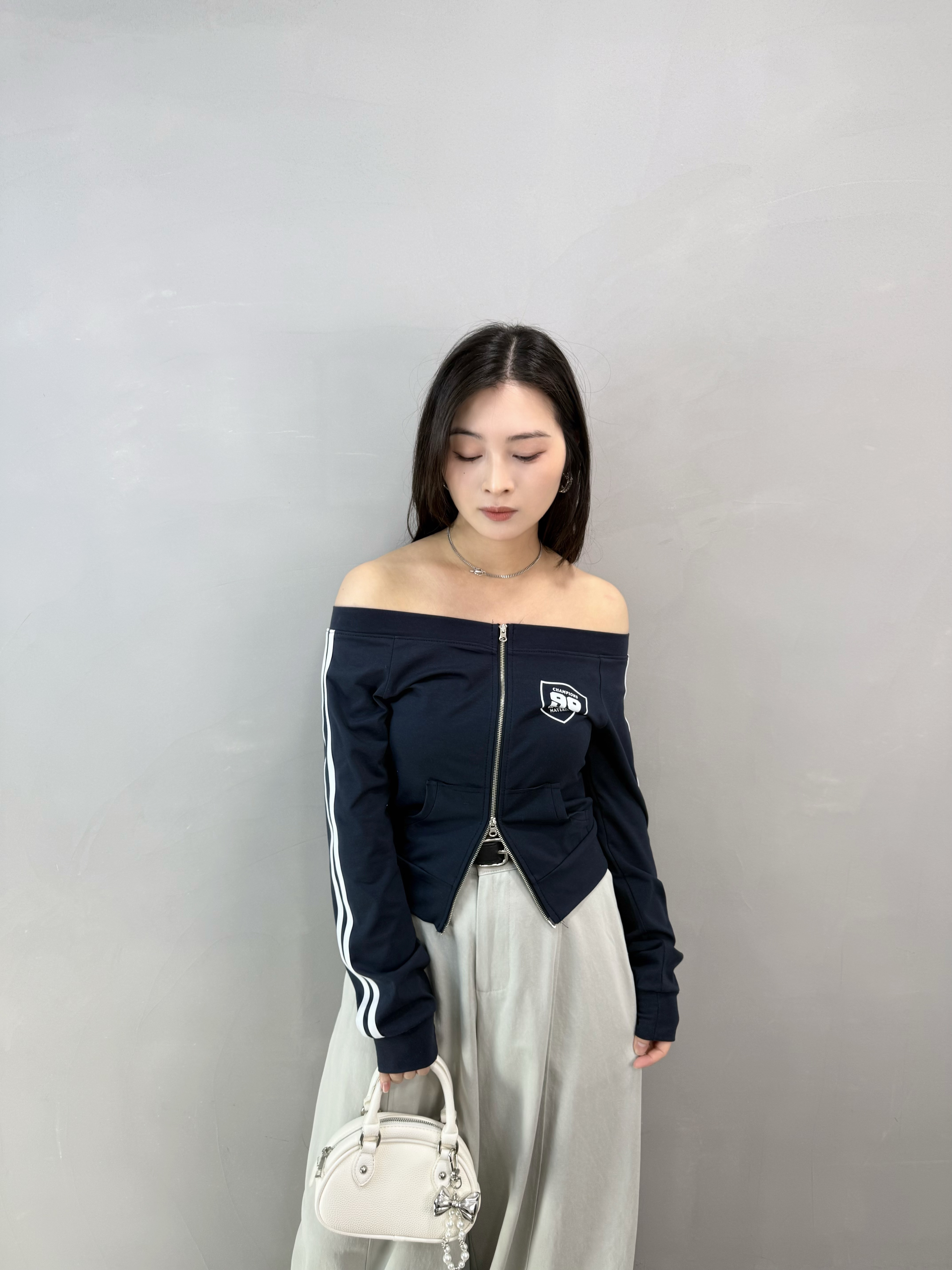 I72 數字印章雙拉鏈Top