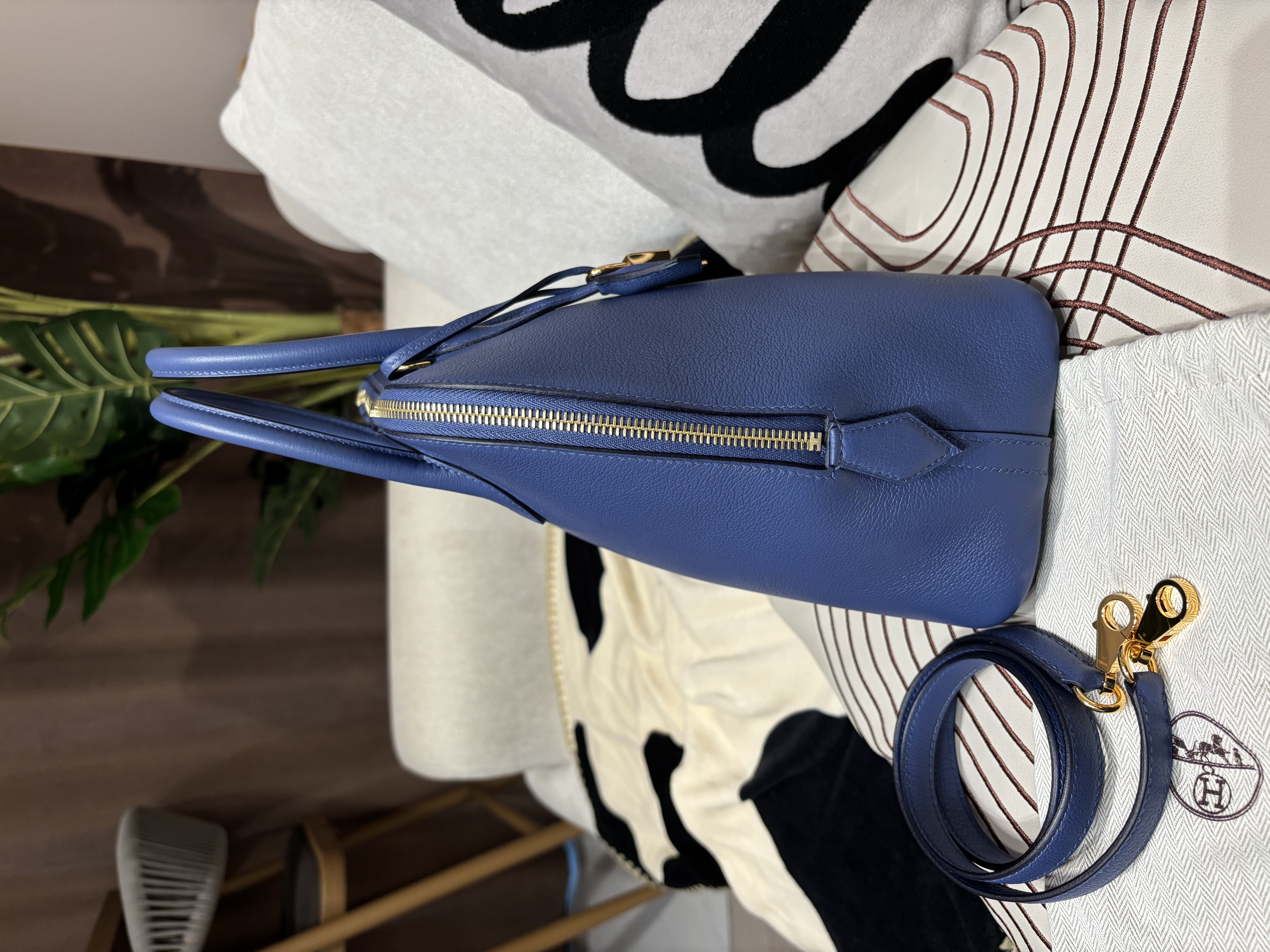 Hermes Bolide 1923 30 STAMP A  藍瑪瑙 100%Authentic,98%new ✅key lock ✅dust bag✅box 