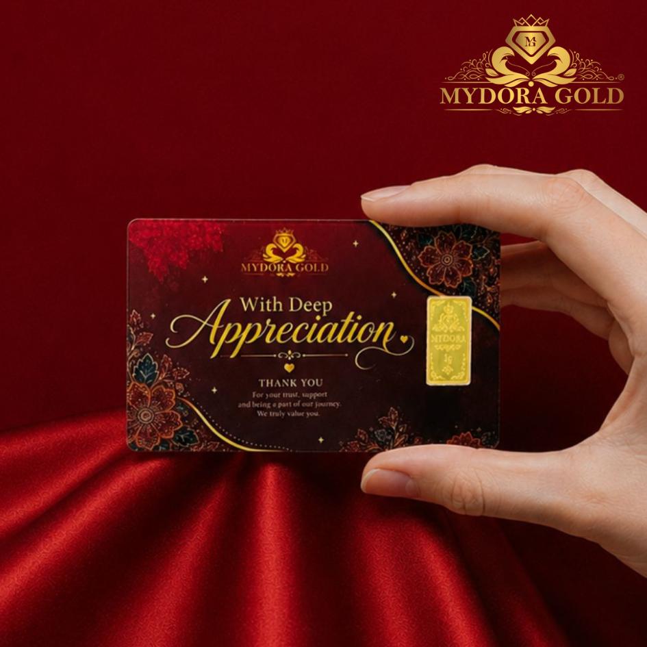 MYDORA 999.9 Gold Bar 1g Card - With Deep Appreciation l EMAS 999/24K
