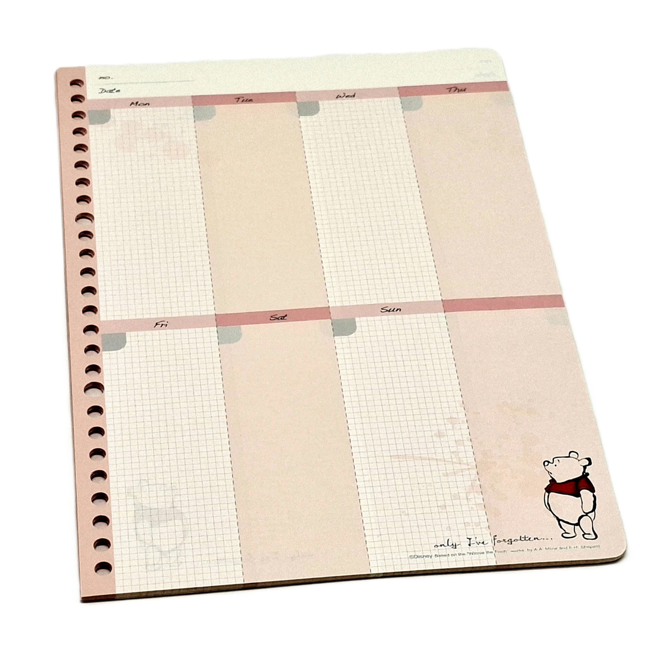 30頁 26孔活頁內紙-週計劃  Winnie the Pooh 維尼熊 (DPIC-B564)