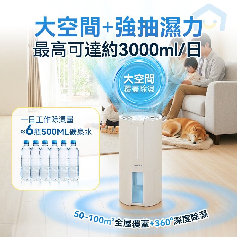 日本Yohome 轉輪式Dual-Dry專利四季控濕暖風乾衣4L大空間抽濕機 HL200 