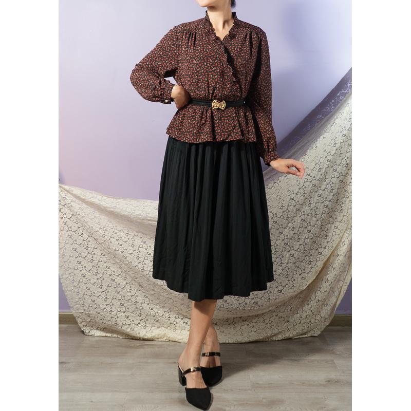 Vintage Japanese Leaf Pattern Faux Twin Dress (Mt1608-106)