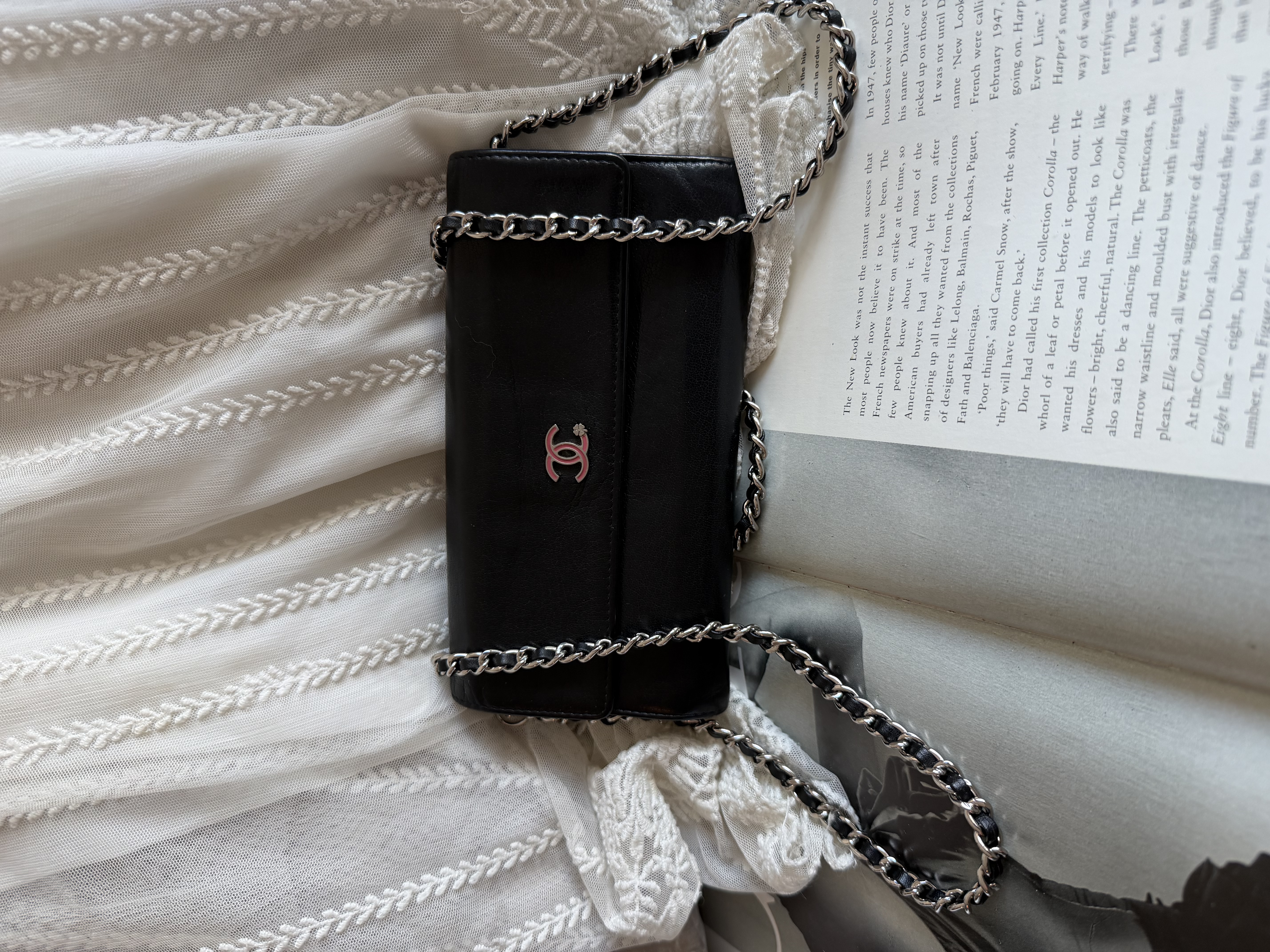Chanel black leather wallet 