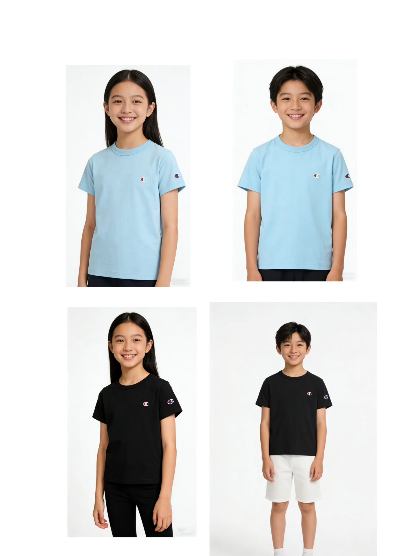 親子款/6色選擇/2件起各减$ 10。廠單champions經典純色短袖