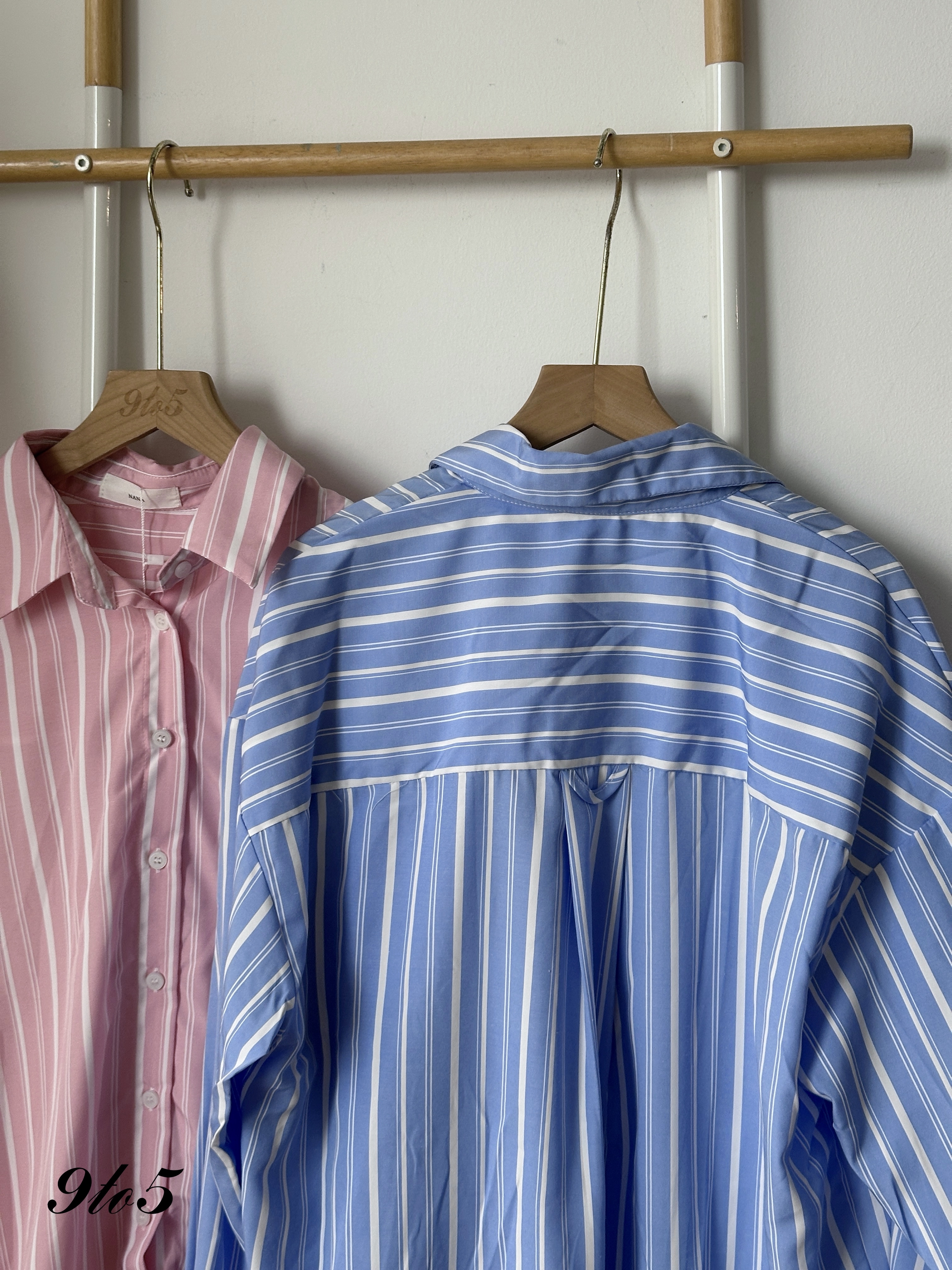 T4108 Oversize Stripe Shirt - Blue & Pink