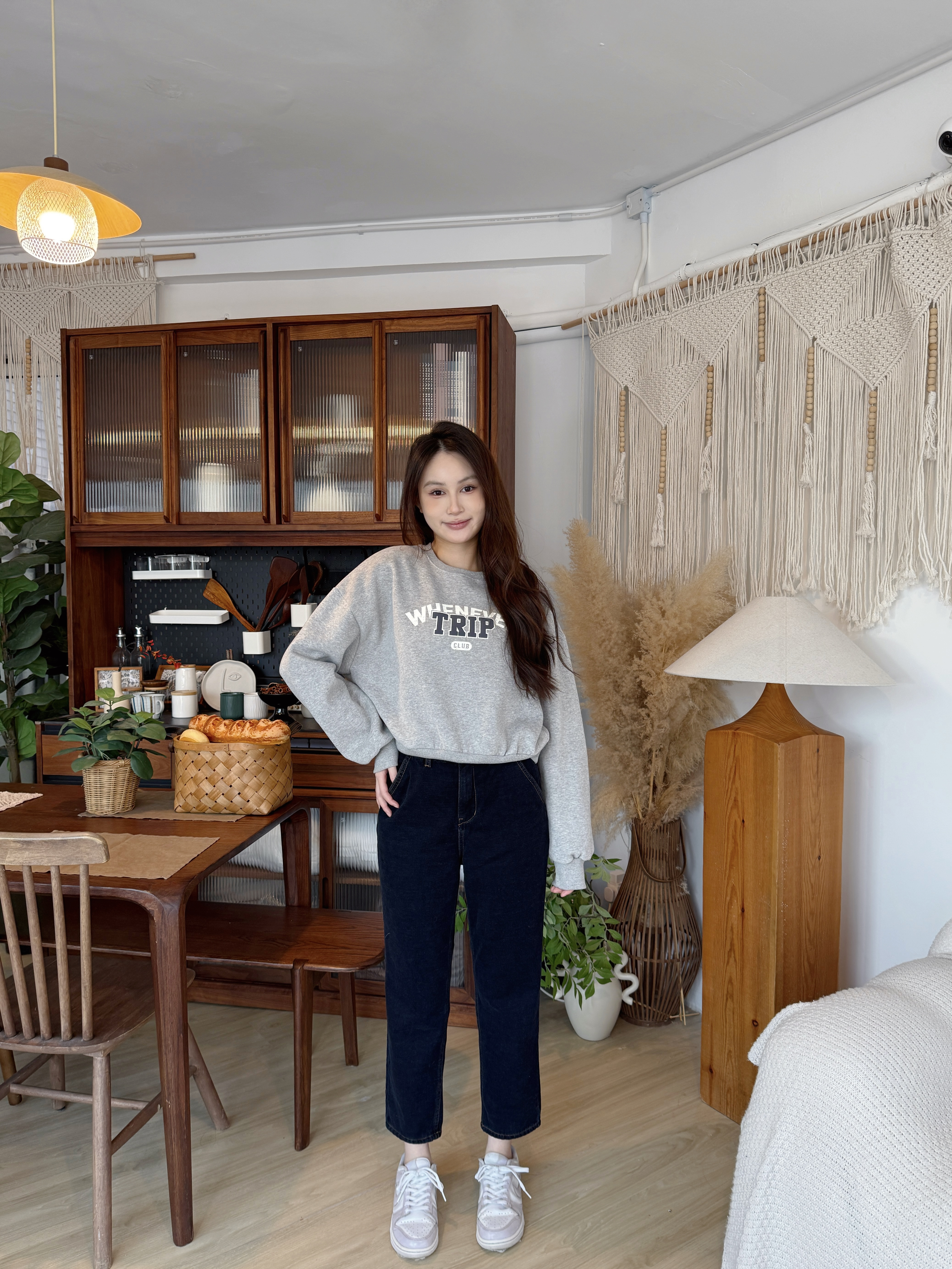 🇰🇷 薄絨鬆身直腳牛仔褲 (60420)