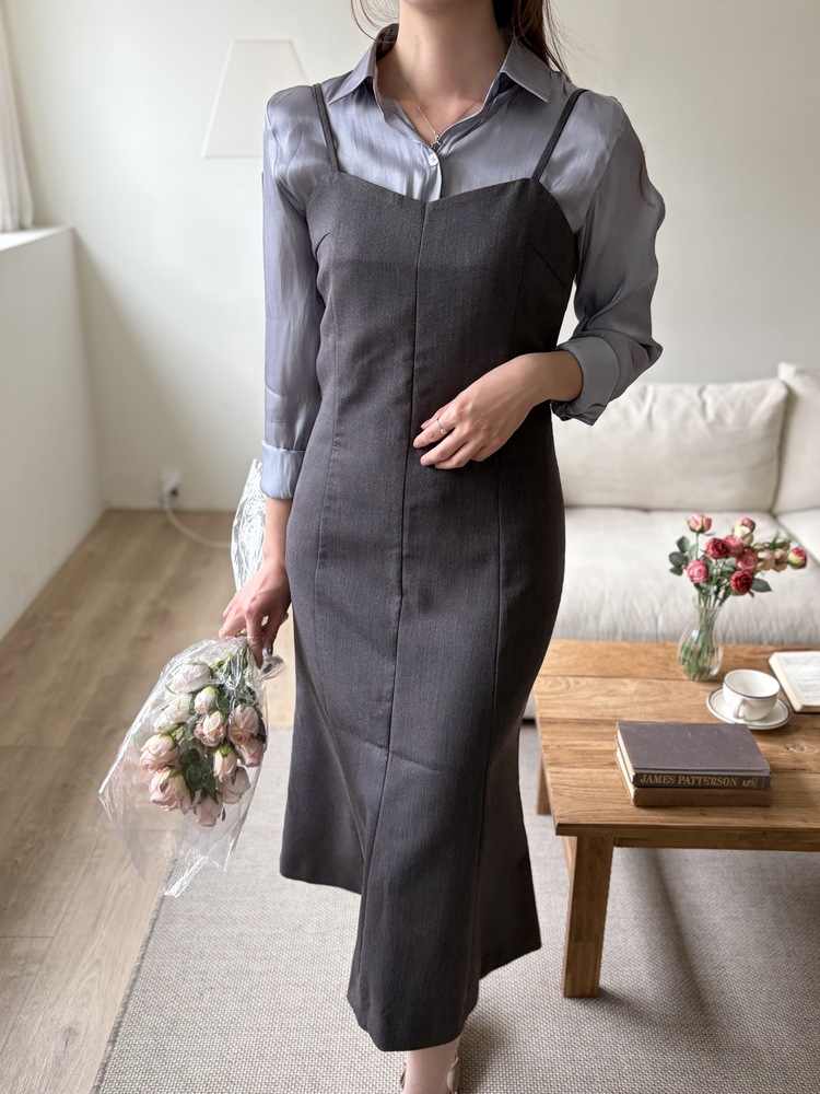 Contour Slip Dress (Grey)