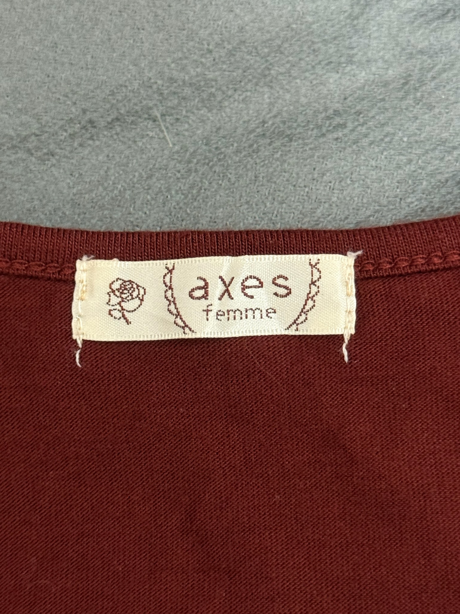 Axes Femme Burgundy Tank Top with Lace Hem