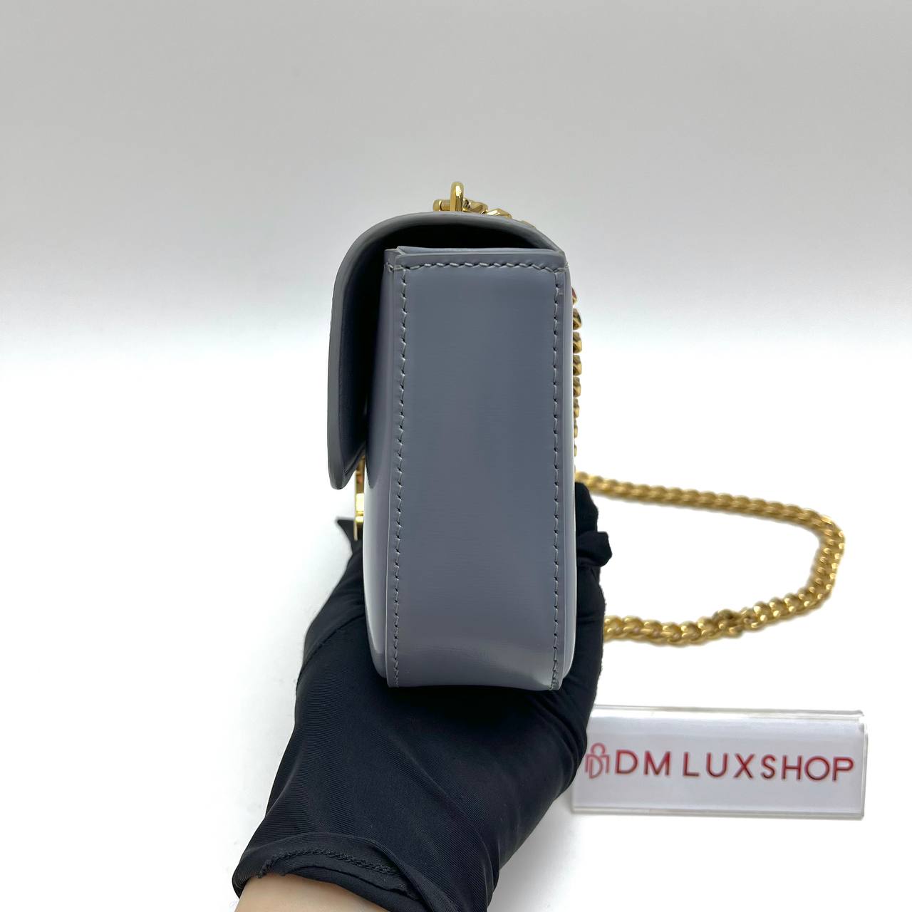 Celine Triomphe Claude Grey Blue Chain Shoulder Bag