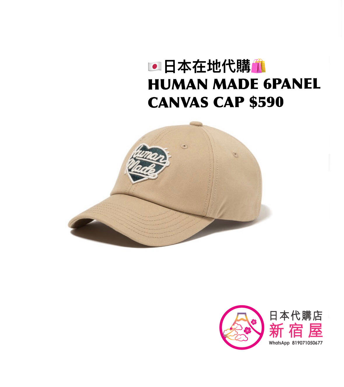 HUMAN MADE 6PANEL CANVAS CAP