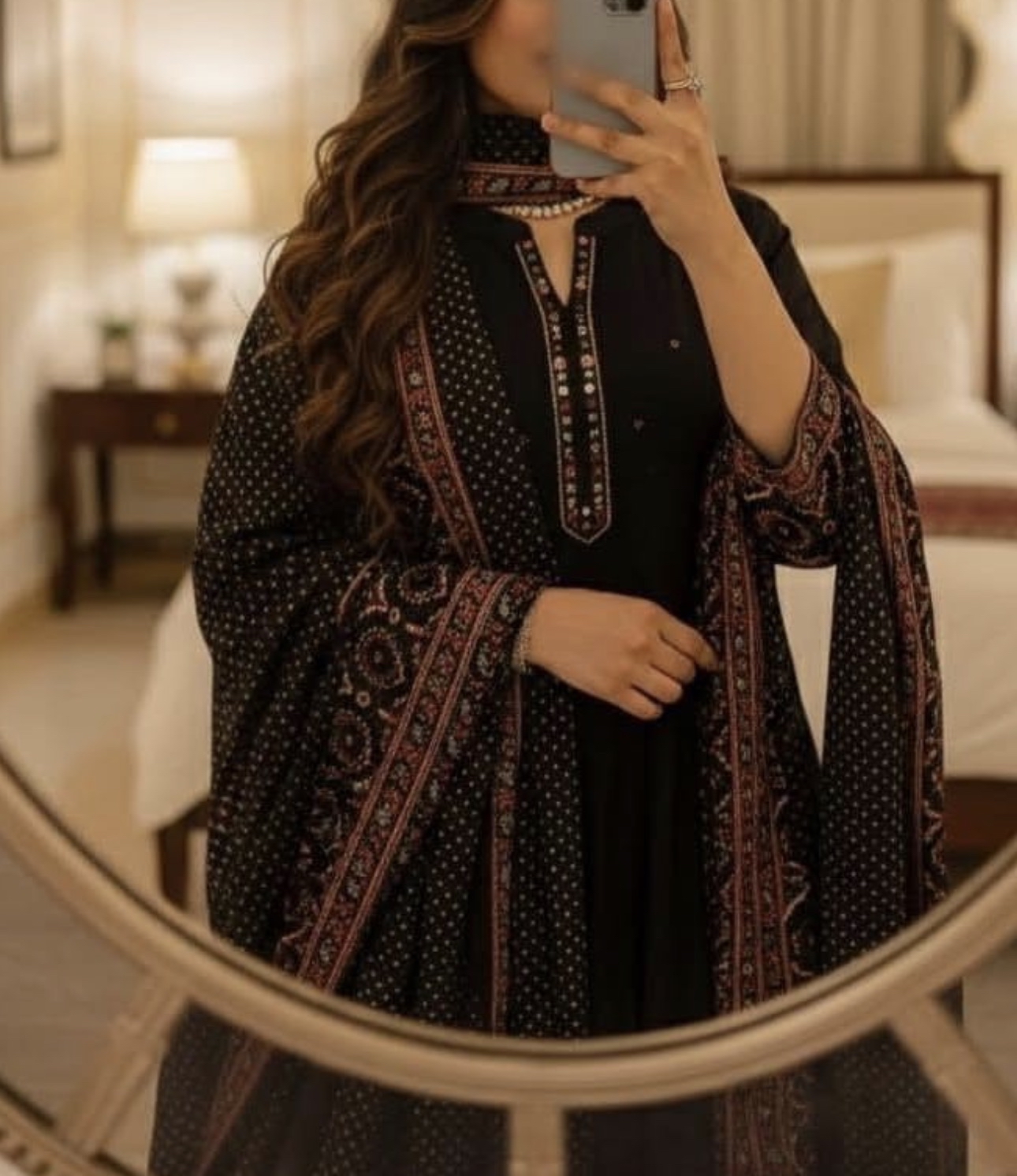 Midnight Black Anarkali Kurta Set with Heavy borders