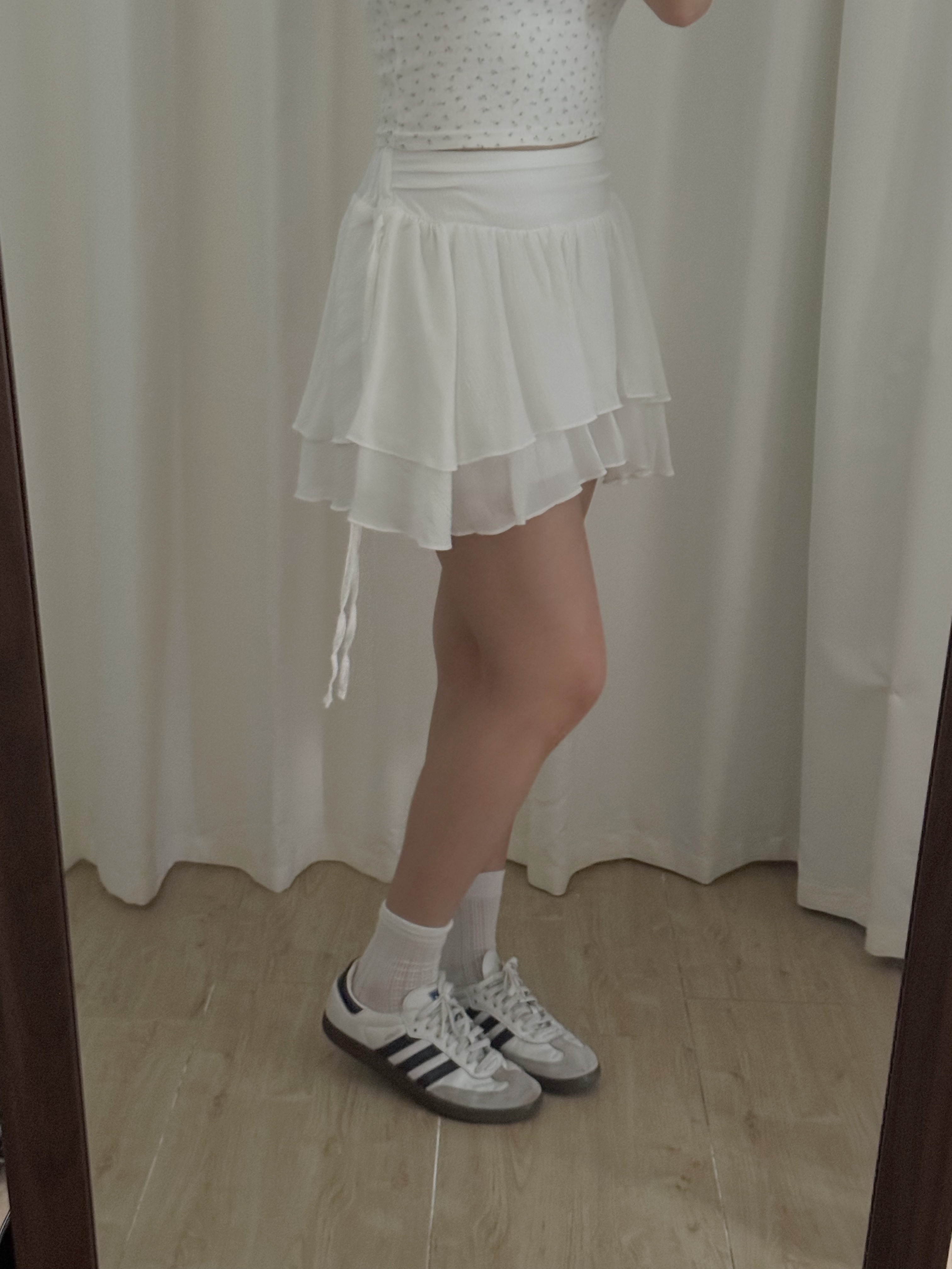 雪紡綁帶蛋糕短裙(兩色入)