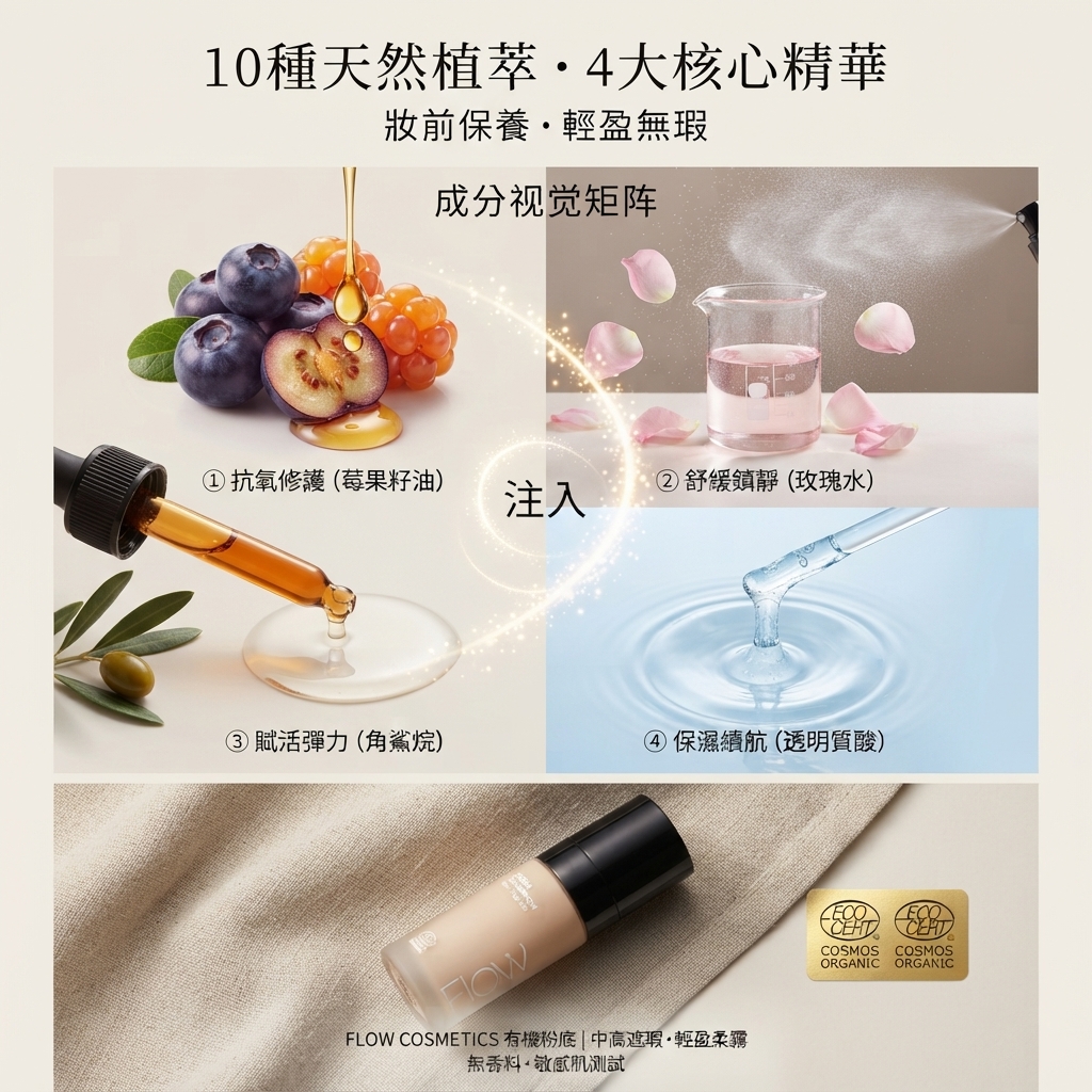 FLOW COSMETICS 有機柔霧修護粉底 (中至高遮瑕度) 30ML