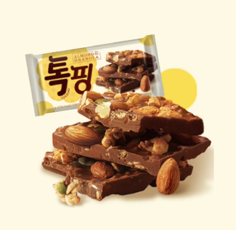 韓國 Orion TOKPING 杏仁/榛子 脆脆燕麥 朱古力｜Almond / Hazelnut Granola Chocolate