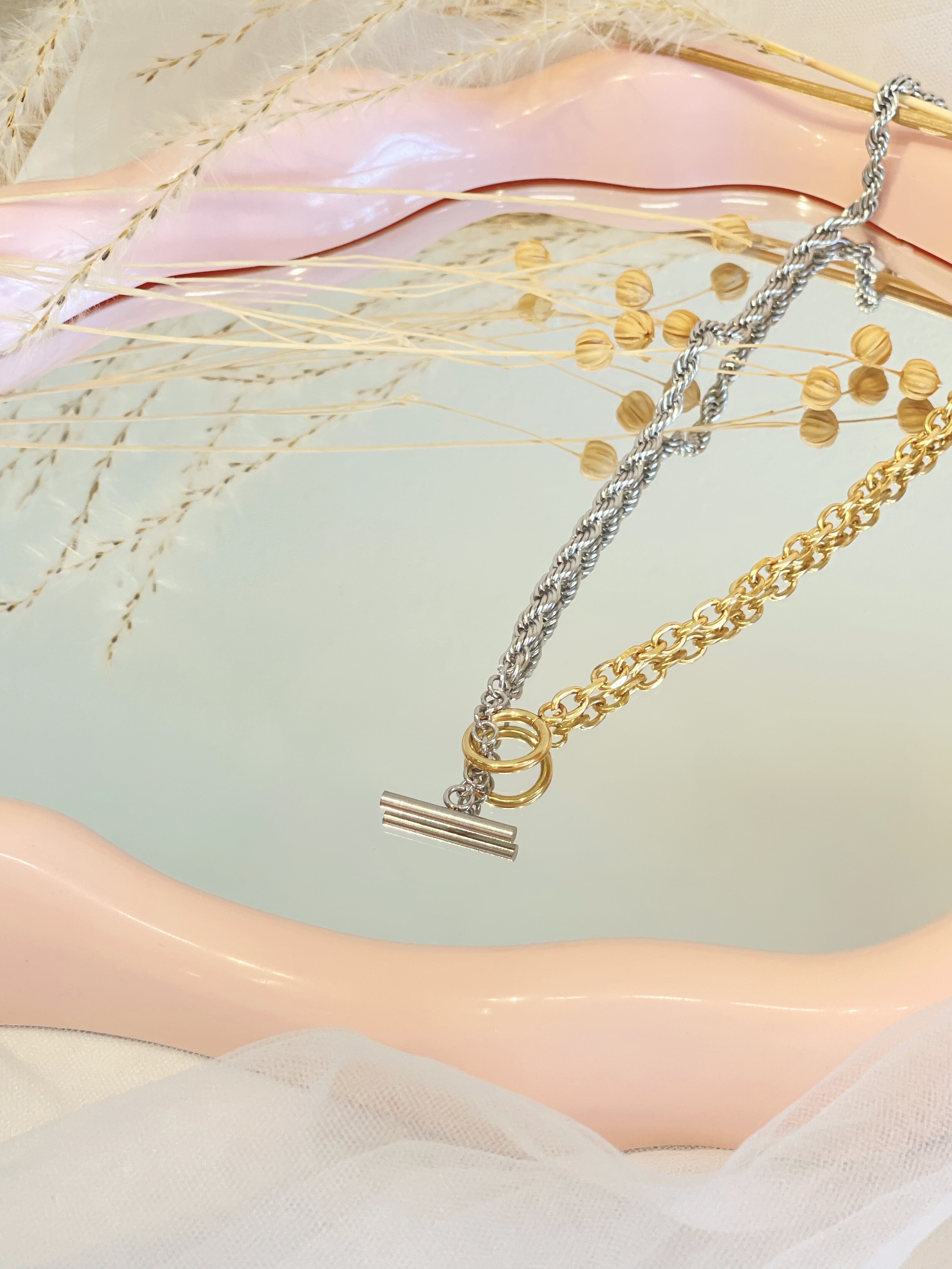 辣妹甜酷OT扣钛钢项链