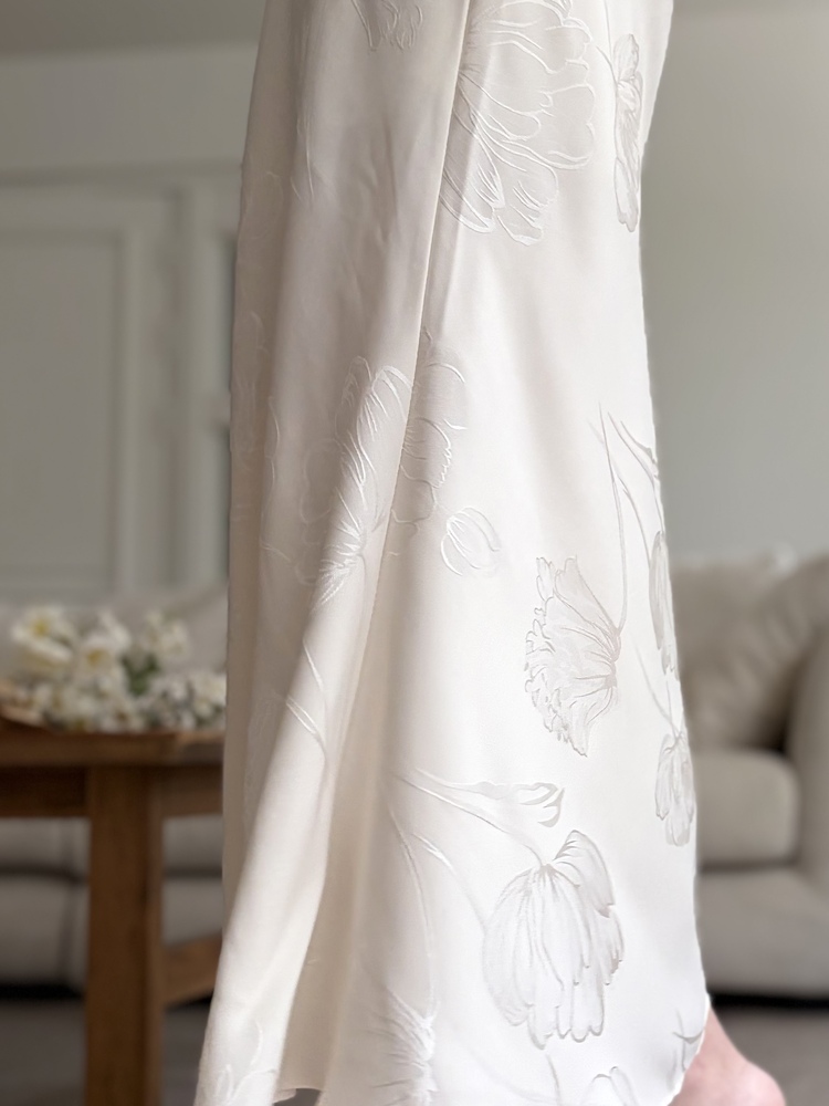 Floral Silky Skirt (Ivory)