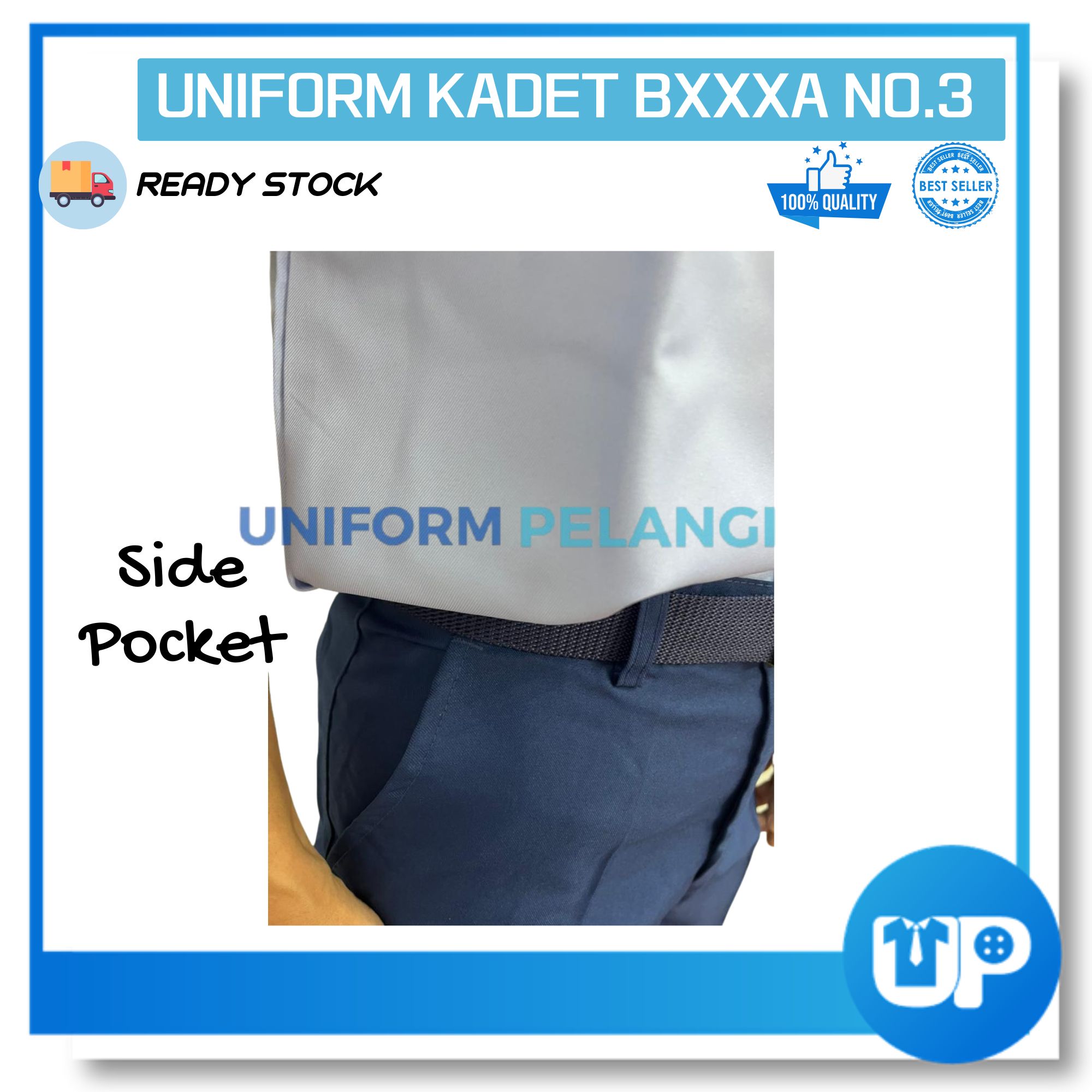 Uniform Kadet Bomba dan Penyelamat NO3 Lengan Pendek Uniform Seragam Kookurikulum Seluar Biru Tua