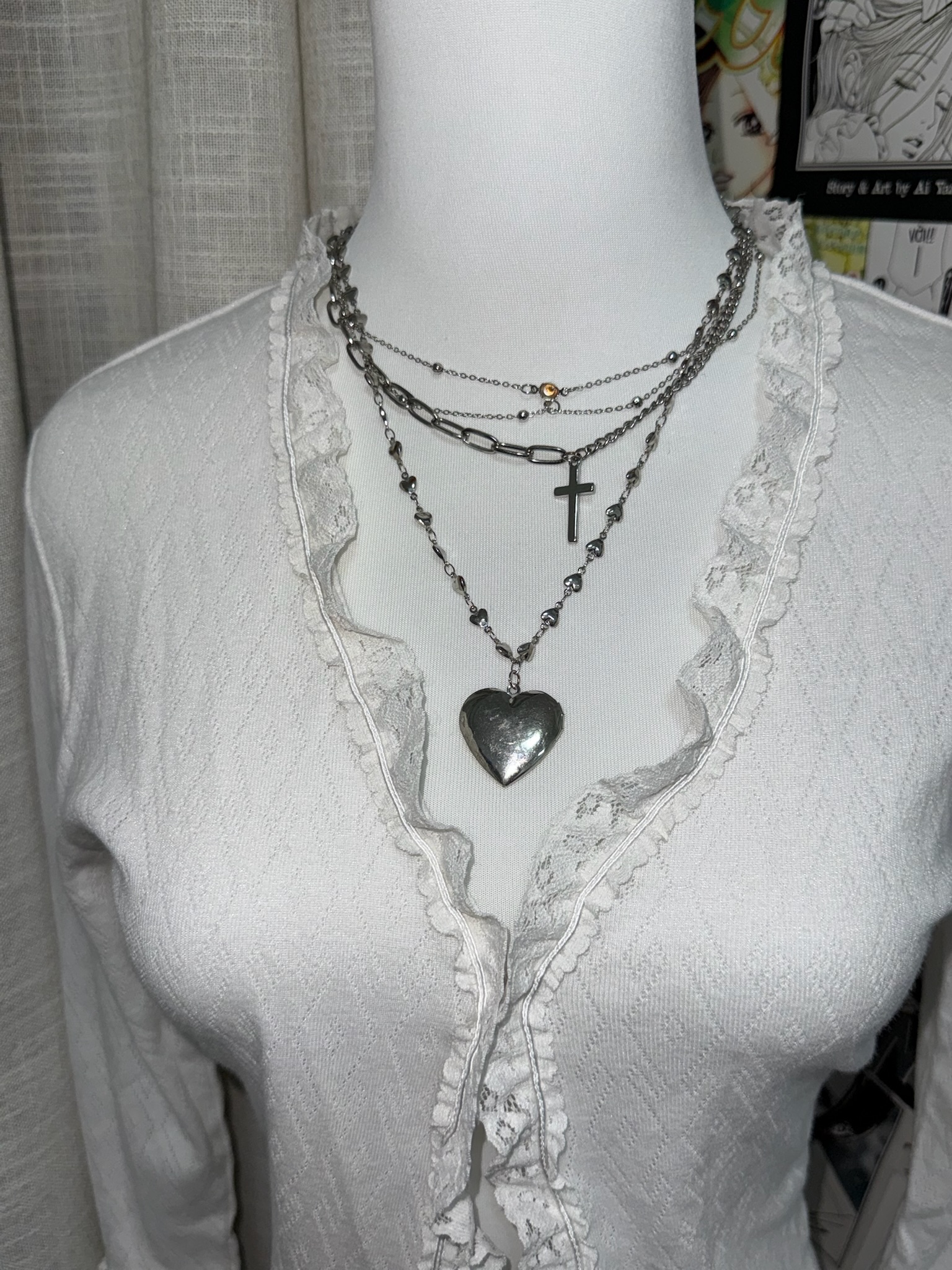 Lace-Trim Ruffle Cardigan 