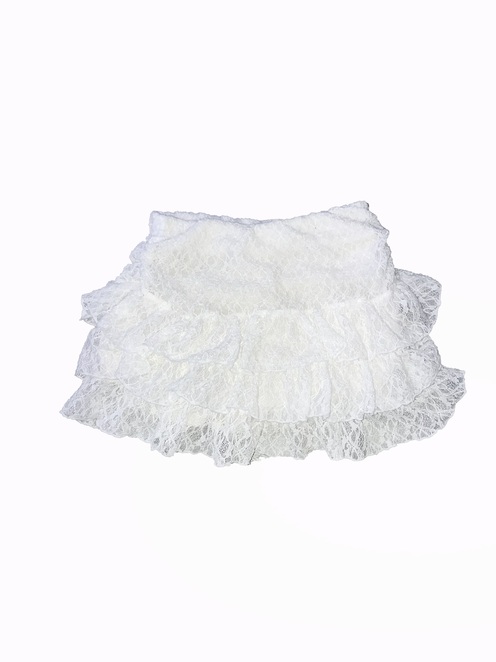Tiered Ruffled Lace Mini Skirt