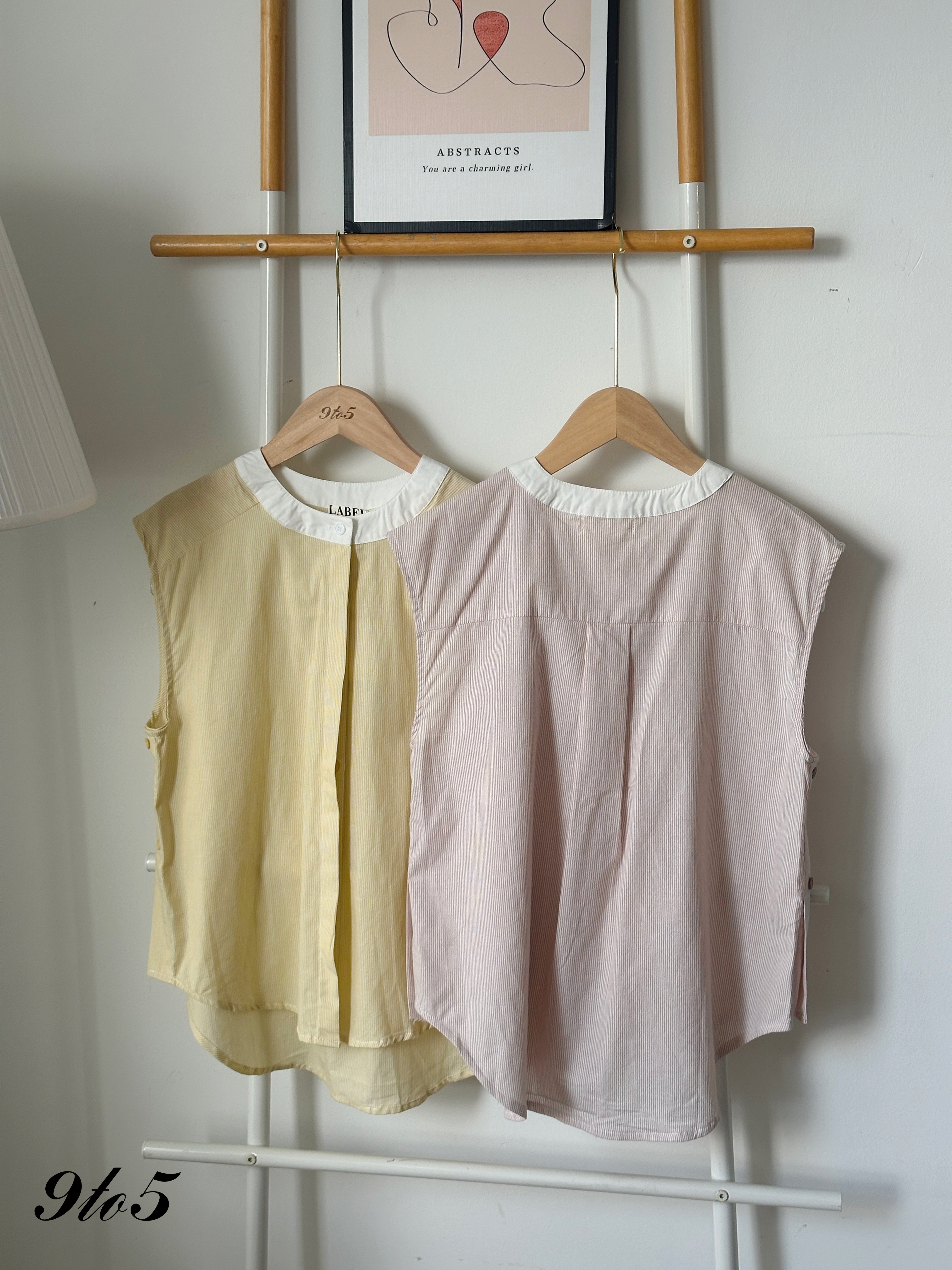 T4208 Sleeveless Stripe Shirt - Pink & Yellow