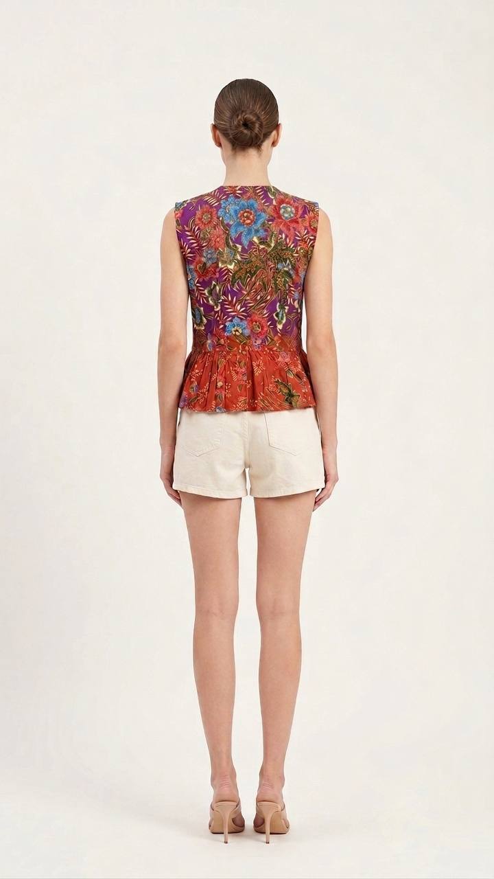T2768 - Mekar Delima Peplum Batik Top 
