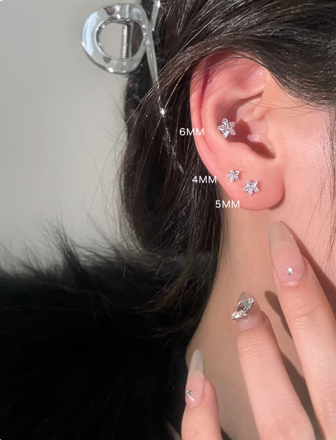 星星锆石耳钉