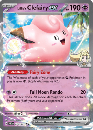 Pokemon TCG Ascended Heroes - Lillie's Clefairy EX-076/217
